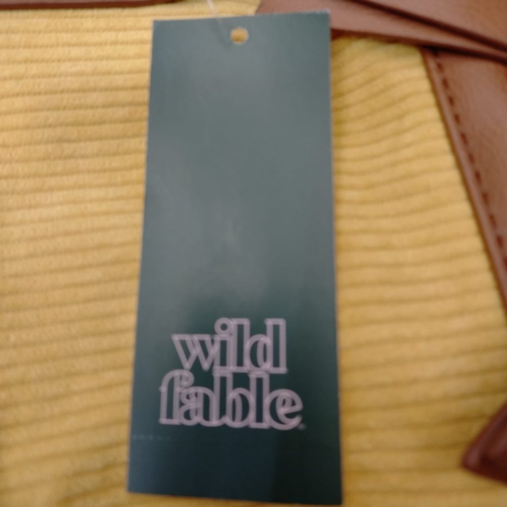 Corduroy  Backpack Zip Closure  Yellow - Picture 7 of 8